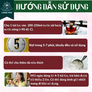 Trà Đinh Lăng Tam Thất 6 vị - Làng Mai - túi 30 gói vị dễ uống, mang đến trải nghiệm thưởng trà mộc mạc