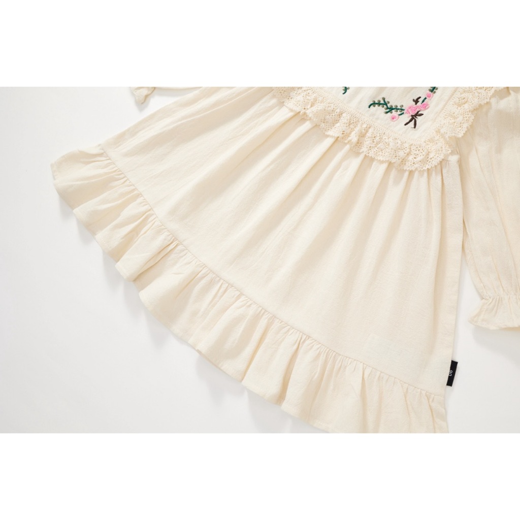 Váy Công Chúa Bé Gái Hoa Thêu Hania Kids, Chất Liệu Mềm Mại, Phong Cách Tiểu Thư Ngọt Ngào