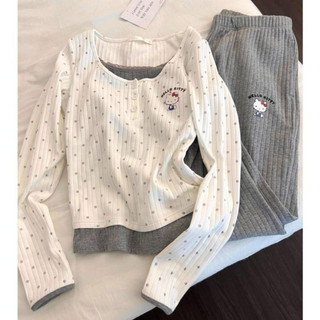 Bộ Đồ Mặc Nhà Dài Tay Hello Kitty Siêu Dễ Thương
