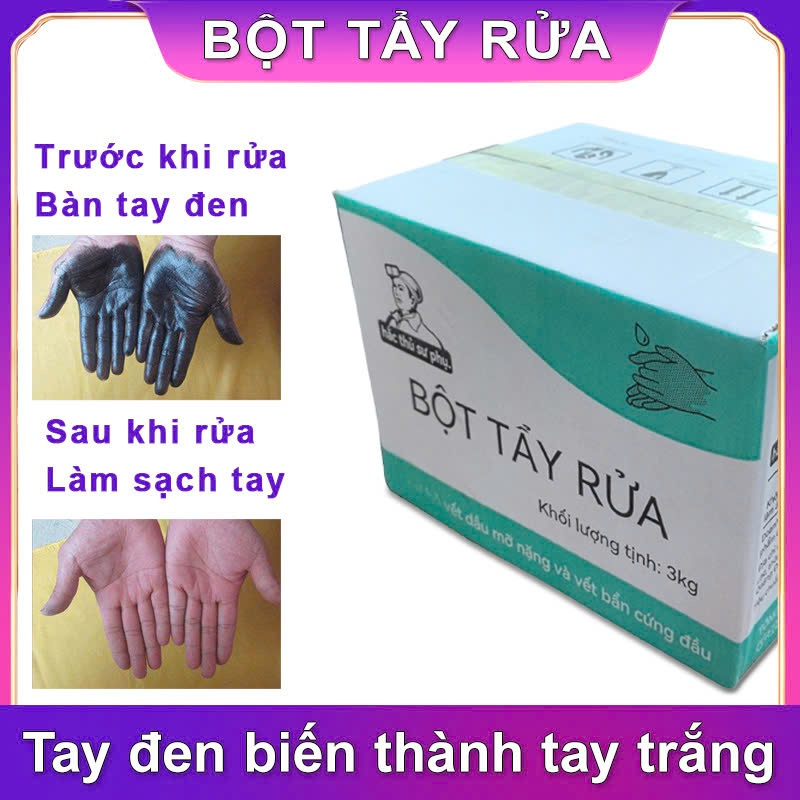 Bột Tẩy Rửa Hắc Thủ Sư Phụ 3kg – Loại Bỏ Vết Dầu Mỡ Nặng, Vết Bẩn Cứng Đầu Hiệu Quả Cao