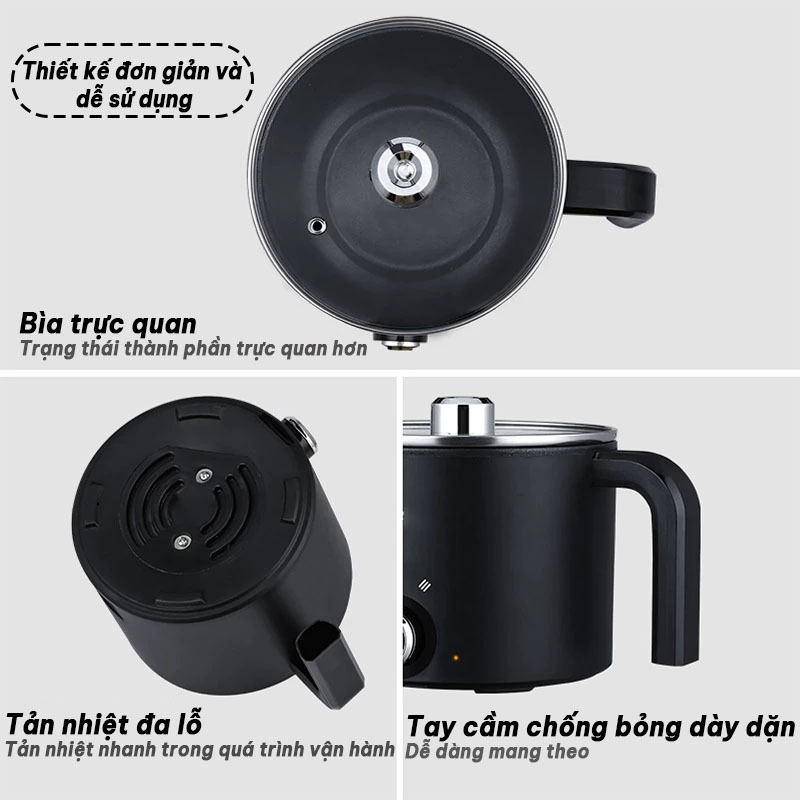 【Bảo hành 3 năm】- Nồi Lẩu Điện Đa Năng 1.8 Lít -Nồi Điện Nấu Mì Đa Năng Kèm Xửng Hấp -3 Mức Nhiệt