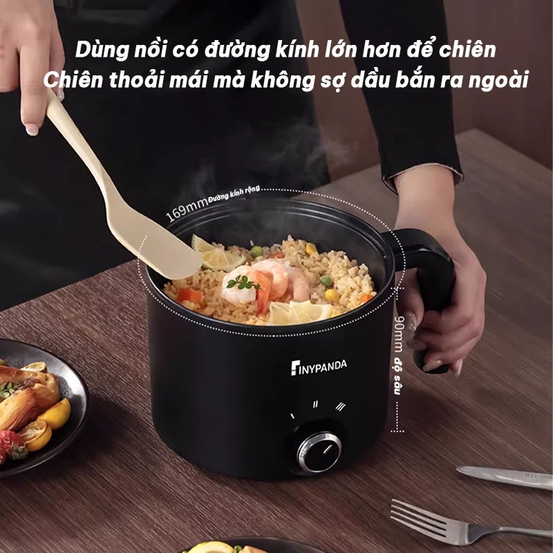 【Bảo hành 3 năm】- Nồi Lẩu Điện Đa Năng 1.8 Lít -Nồi Điện Nấu Mì Đa Năng Kèm Xửng Hấp -3 Mức Nhiệt