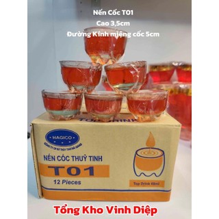 Combo 1 Hộp Nến Nghệ Thuật Đủ Kích Cỡ T01/T03 To/T19F/T09,VT18N - Cốc Ly Thủy Tinh Cao Cấp
