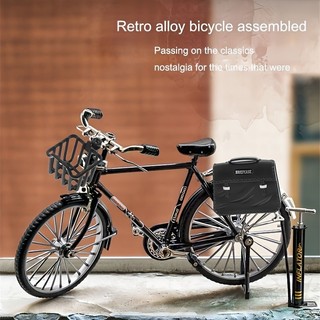 SUBOGDG 1: 8 Mô Hình Hợp Kim Retro Xe Đạp Diecast Trang Trí Mô Hình Đồ Chơi Kim Loại Đen Xe Đạp Mô Phỏng