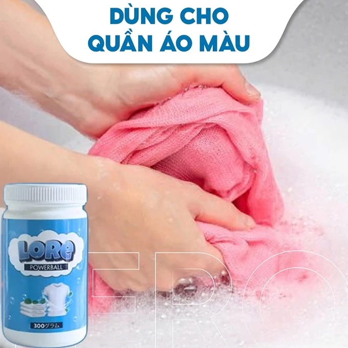 Bột Tẩy Trắng Quần Áo Thần Thánh LORE Làm Sạch Vải Ố Vàng Vết Bẩn Khó Giặt An Toàn Không Phai Màu