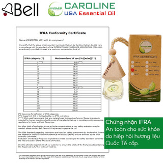 Chai treo tinh dầu CAROLINE 10ml với 8 mùi hương tinh dầu thiên thiên nhiên, dễ lựa chọn, khử mùi hiệu quả, thơm mát