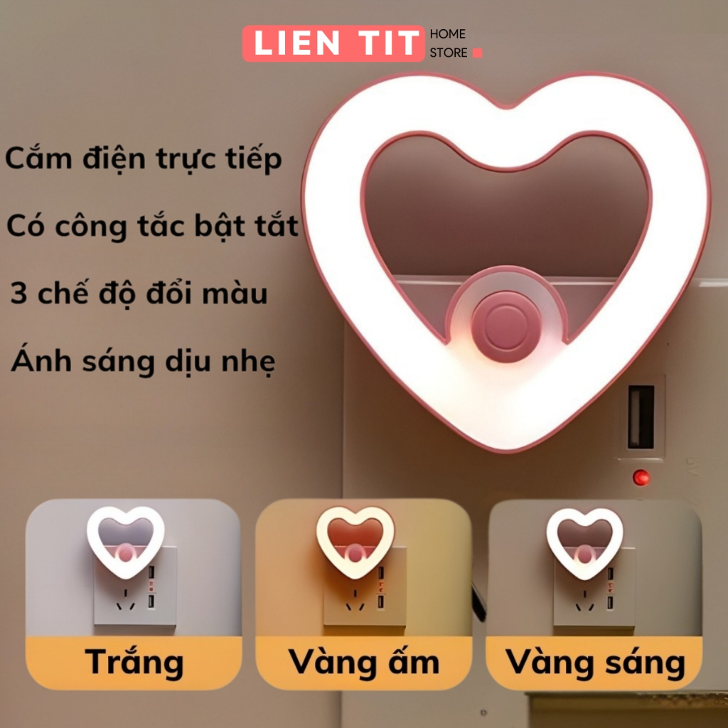 Đèn Ngủ Có Công Tắc Bật Tắt Và Chuyển Màu, Bóng Đèn Ngủ LED Nhiều Mẫu Cắm Điện Trực Tiếp Tiết Kiệm Điện