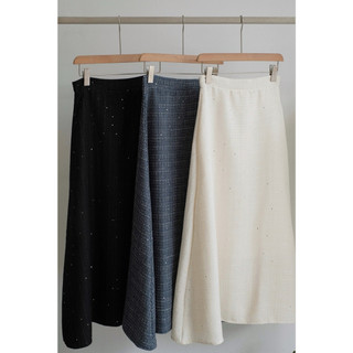 Chân váy dạ tweed form A xoè dáng dài Ma Vie