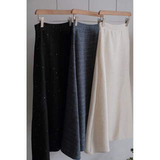 Chân váy dạ tweed form A xoè dáng dài Ma Vie