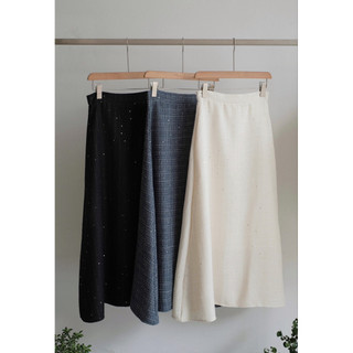 Chân váy dạ tweed form A xoè dáng dài Ma Vie