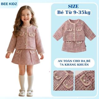Sét Dạ Cho Bé, Sét Dạ Bé Gái Thiết Kế Tiểu Thư Nhẹ Nhàng Trần Bông Ấm Áp