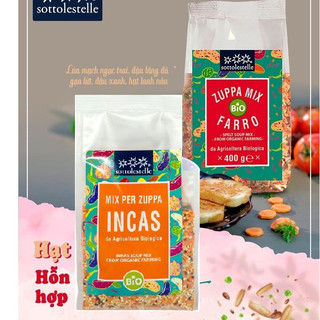 Hỗn hợp hạt dinh dưỡng hữu cơ nấu soup Sottolestelle Organic Soup Mix Farro/ Incas 400g