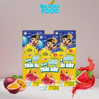 Sữa trái cây KUN vị trái cây nhiệt đới/ nho/ dâu/ cam - 180ml/ hộp