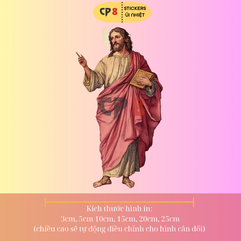 Bộ Hình In, Ủi Nhiệt Sticker Jesus 08 - CP8 PET Sticker