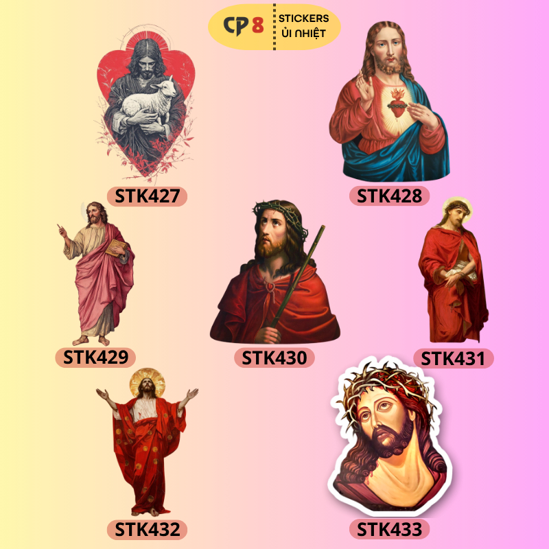 Bộ Hình In, Ủi Nhiệt Sticker Jesus 08 - CP8 PET Sticker