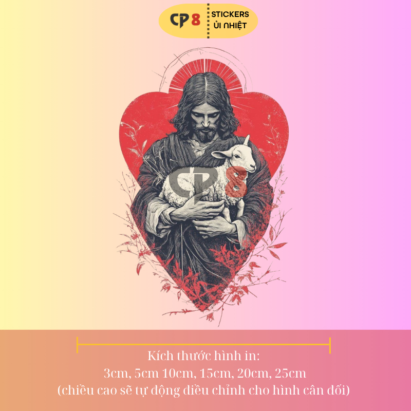 Bộ Hình In, Ủi Nhiệt Sticker Jesus 08 - CP8 PET Sticker