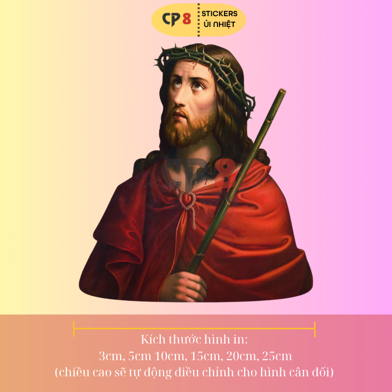 Bộ Hình In, Ủi Nhiệt Sticker Jesus 08 - CP8 PET Sticker