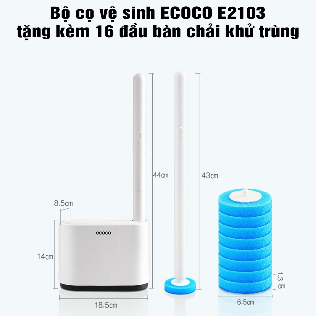 Bộ cọ vệ sinh ECOCO E2103 tặng kèm 16 đầu bàn chải khử trùng nhà tắm ...
