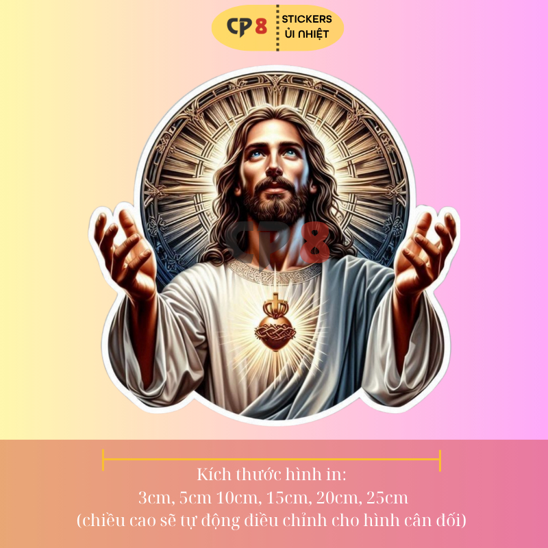 Bộ Hình In, Ủi Nhiệt Sticker Jesus 09 - CP8 PET Sticker