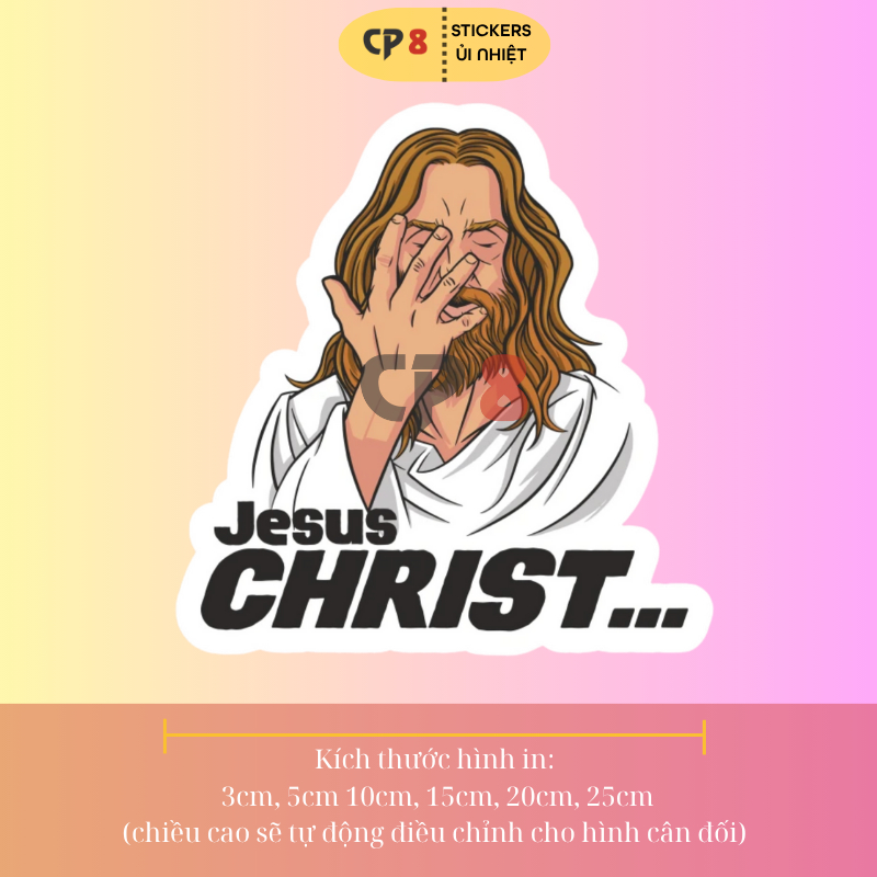 Bộ Hình In, Ủi Nhiệt Sticker Jesus 09 - CP8 PET Sticker