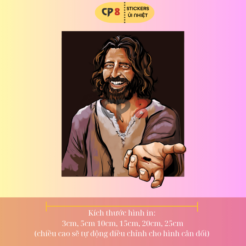 Bộ Hình In, Ủi Nhiệt Sticker Jesus 09 - CP8 PET Sticker