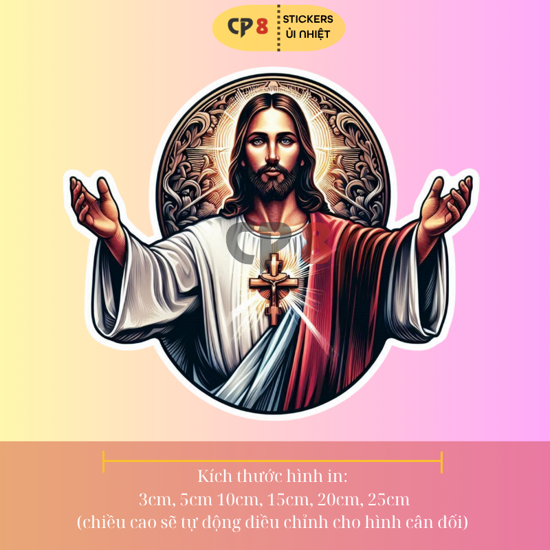 Bộ Hình In, Ủi Nhiệt Sticker Jesus 09 - CP8 PET Sticker