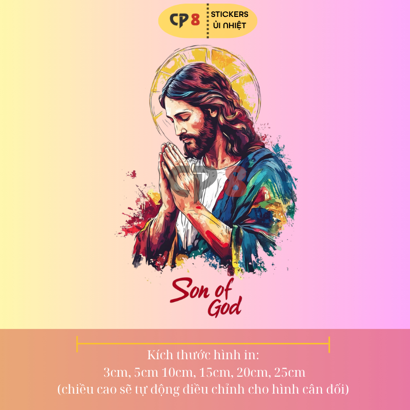 Bộ Hình In, Ủi Nhiệt Sticker Jesus 10 - CP8 PET Sticker