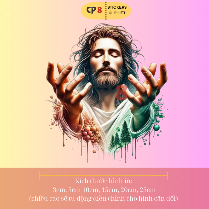 Bộ Hình In, Ủi Nhiệt Sticker Jesus 10 - CP8 PET Sticker