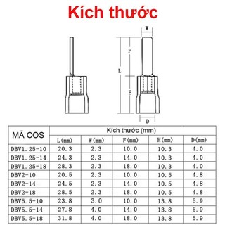 [Giá combo] Đầu Cos pin dẹp, đầu kim dẹp DBV