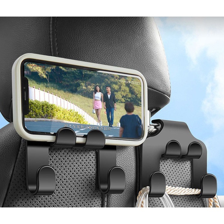 Xe Sau Ghế Móc Đa Năng Ô Tô Tựa Đầu Móc Điện Thoại Di Động Giá Đỡ Ghế Sau Giá Đỡ Móc Móc Treo Họa Tiết Sợi Carbon Mó