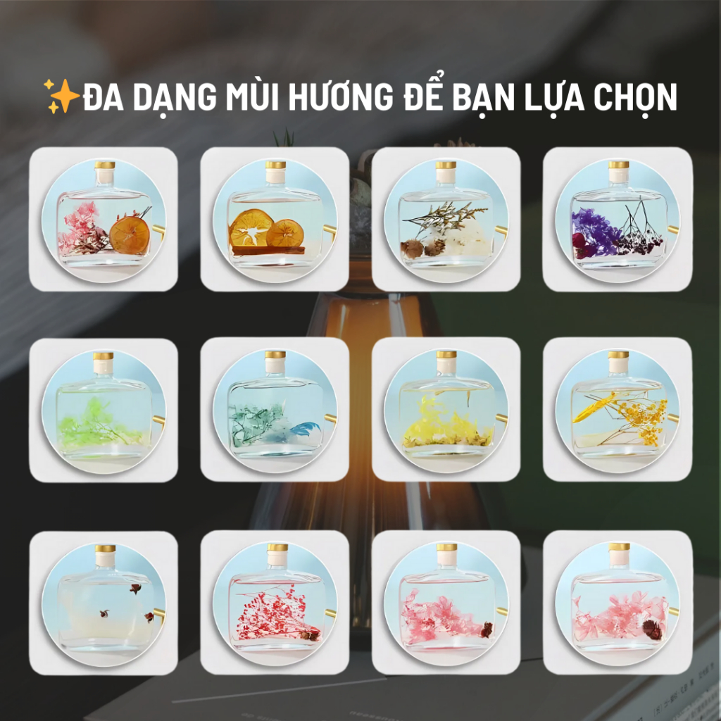 Lọ Khuếch Tán Tinh Dầu Thơm Để Phòng Nước Hoa Thơm Phòng 100ML Tán Hương Phòng Ngủ KT02