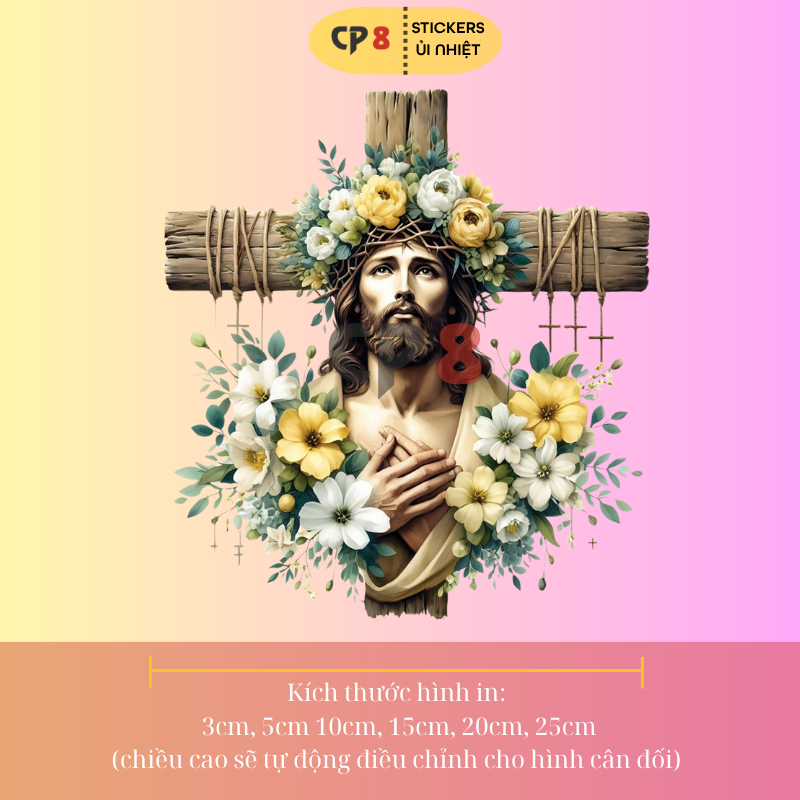 Bộ Hình In, Ủi Nhiệt Sticker Jesus 12 - CP8 PET Sticker