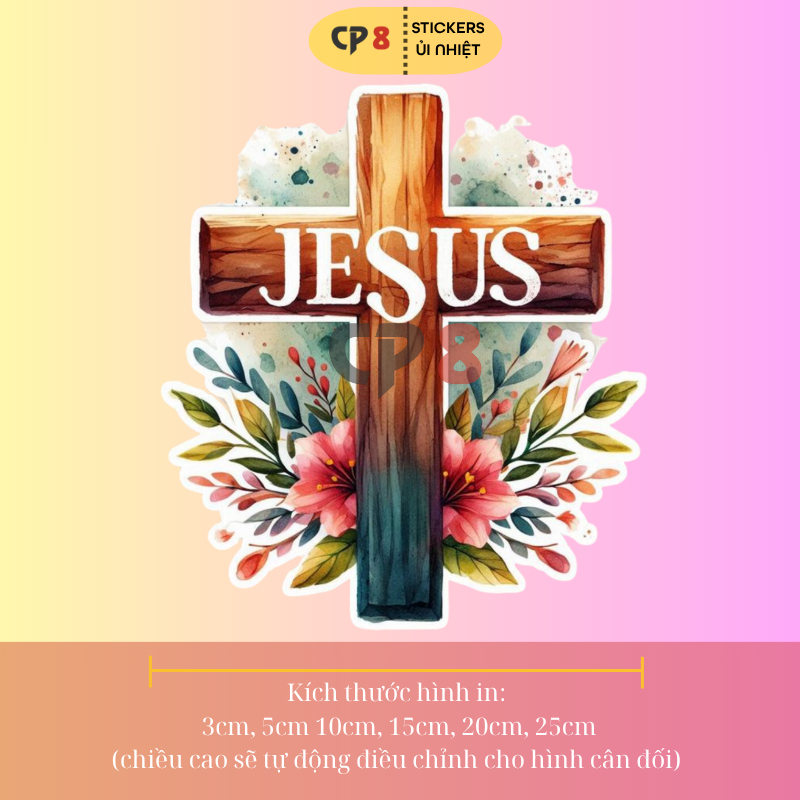 Bộ Hình In, Ủi Nhiệt Sticker Jesus 12 - CP8 PET Sticker
