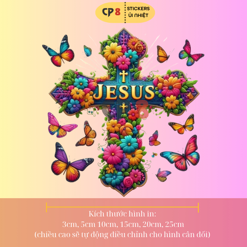 Bộ Hình In, Ủi Nhiệt Sticker Jesus 12 - CP8 PET Sticker