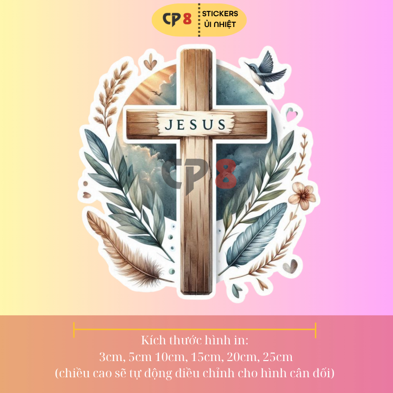 Bộ Hình In, Ủi Nhiệt Sticker Jesus 12 - CP8 PET Sticker