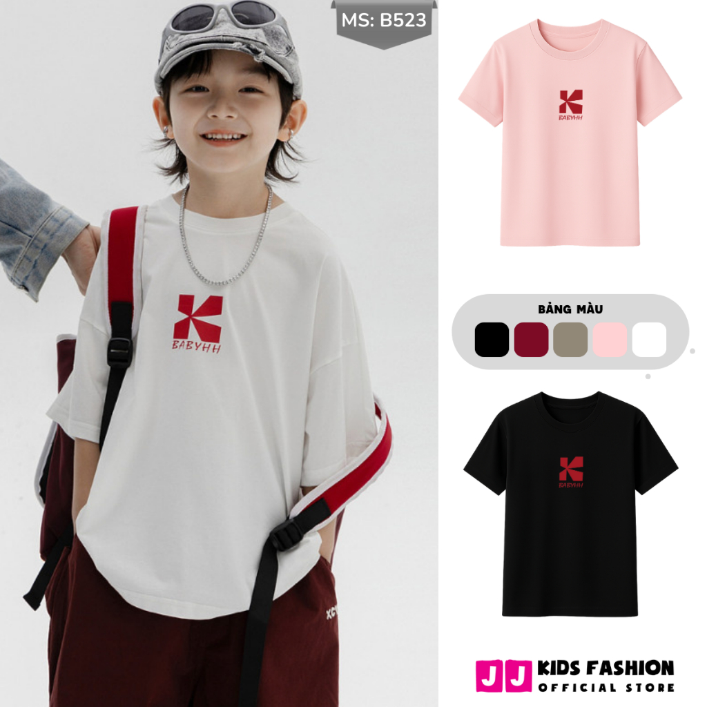 Áo Thun Ngắn Tay Mùa Hè Cho Bé Trai, Bé Gái In Hình Năng Động, Cổ Tròn | JJ Kids Fashion