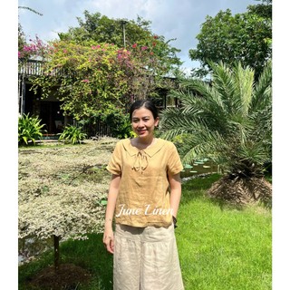 Áo cổ sen linen tưng washed - JUNE LINEN. A34