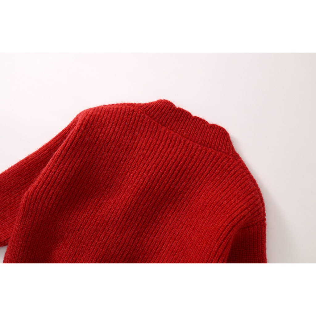 Áo Khoác Cho Bé HANIA KIDS Cardigan Dệt Kim Màu Đỏ Chất Liệu Dày Dặn, Phong Cách Dễ Thương