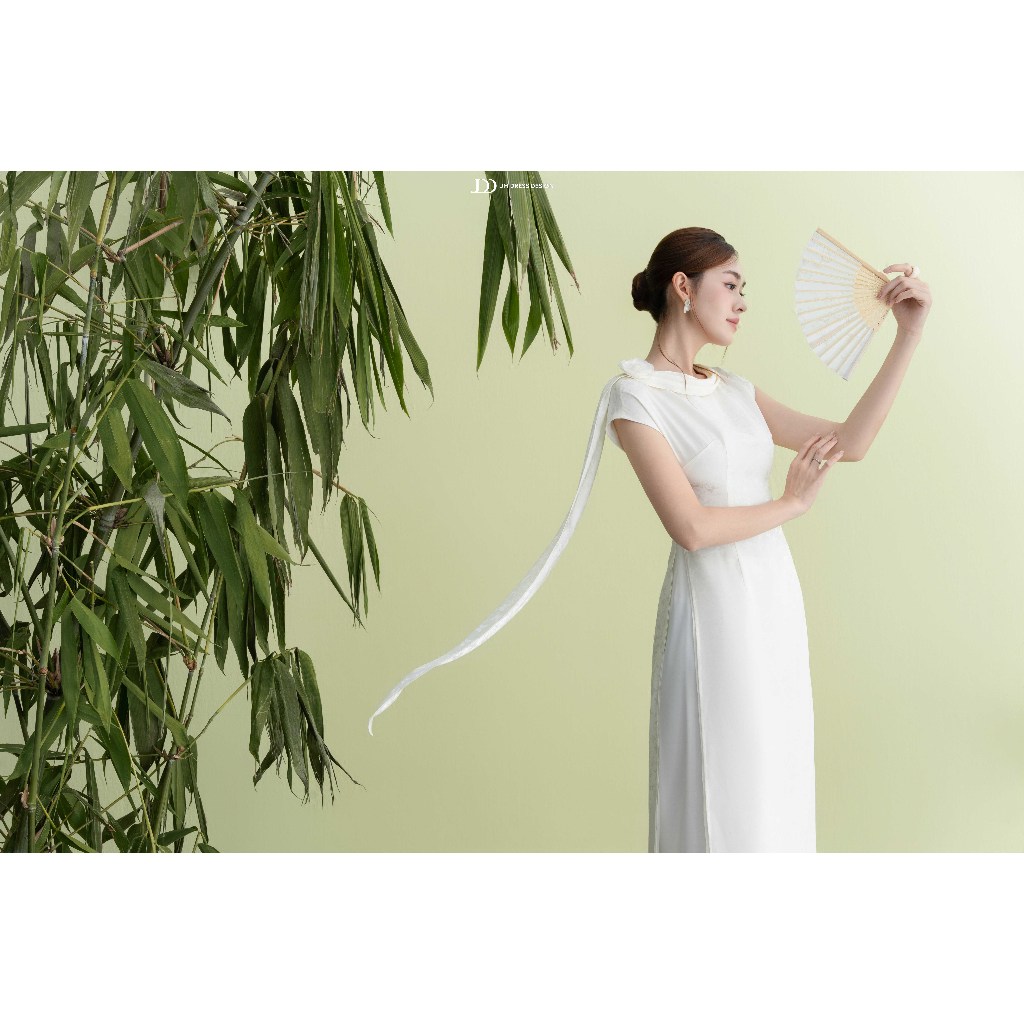 Áo Dài Thanh Vân - Áo Dài Tay Chờm Vạt Bong 2M09.2509 - Áo Dài Nữ Cách Tân Dáng Suông Nhẹ Thanh Lịch Thiết Kế Bởi JM
