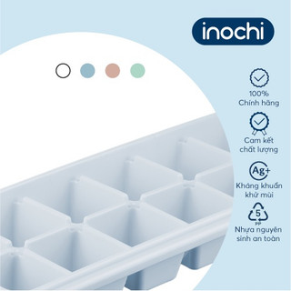 Khay làm đá vuông Inochi Kari 12 viên – nhựa nguyên sinh cao cấp, ion Ag+ kháng khuẩn, có nắp đậy tiện lợi