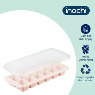 Khay làm đá vuông Inochi Kari 12 viên – nhựa nguyên sinh cao cấp, ion Ag+ kháng khuẩn, có nắp đậy tiện lợi