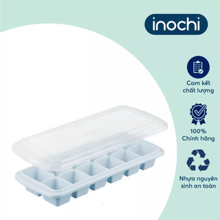 Khay làm đá vuông Inochi Kari 12 viên – nhựa nguyên sinh cao cấp, ion Ag+ kháng khuẩn, có nắp đậy tiện lợi