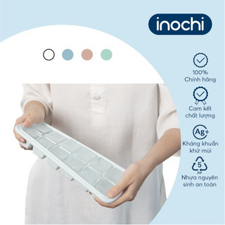Khay làm đá vuông Inochi Kari 12 viên – nhựa nguyên sinh cao cấp, ion Ag+ kháng khuẩn, có nắp đậy tiện lợi