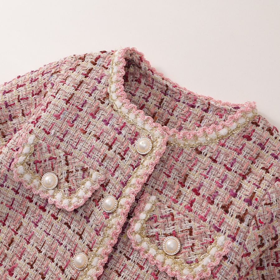 Set Váy Cho Bé Gái Hania Kids, Áo Dài Tay Và Chân Váy Vải Tweed Ấm Áp Phong Cách Tiểu Thư Sang Chảnh