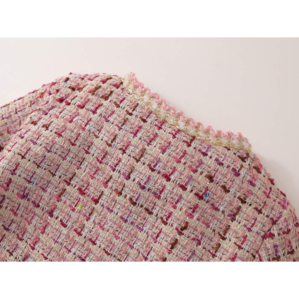 Set Váy Cho Bé Gái Hania Kids, Áo Dài Tay Và Chân Váy Vải Tweed Ấm Áp Phong Cách Tiểu Thư Sang Chảnh