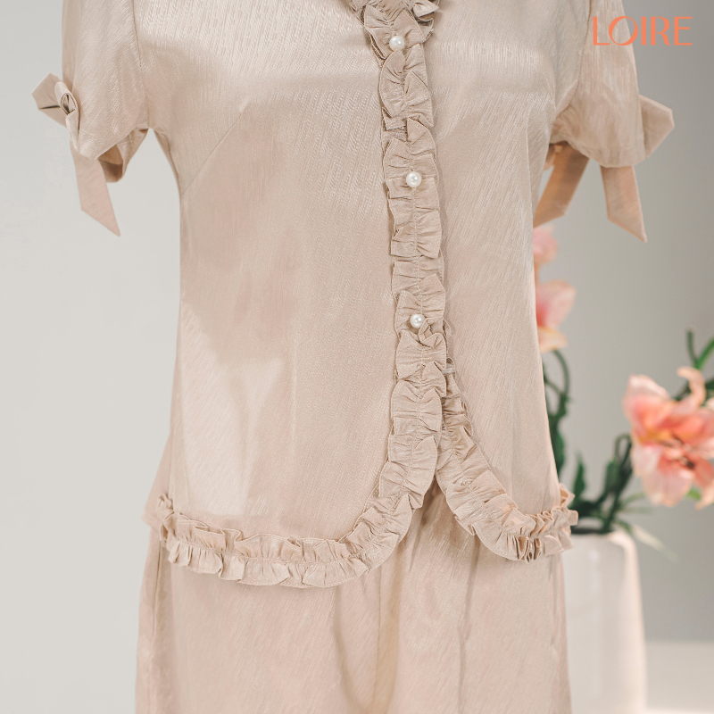 [YÊN&YÊU]Đồ Ngủ Nữ Loire FDMN250320  Lụa Vân Gỗ Tay Ngắn Quần Dài Mặc Nhà Cao Cấp