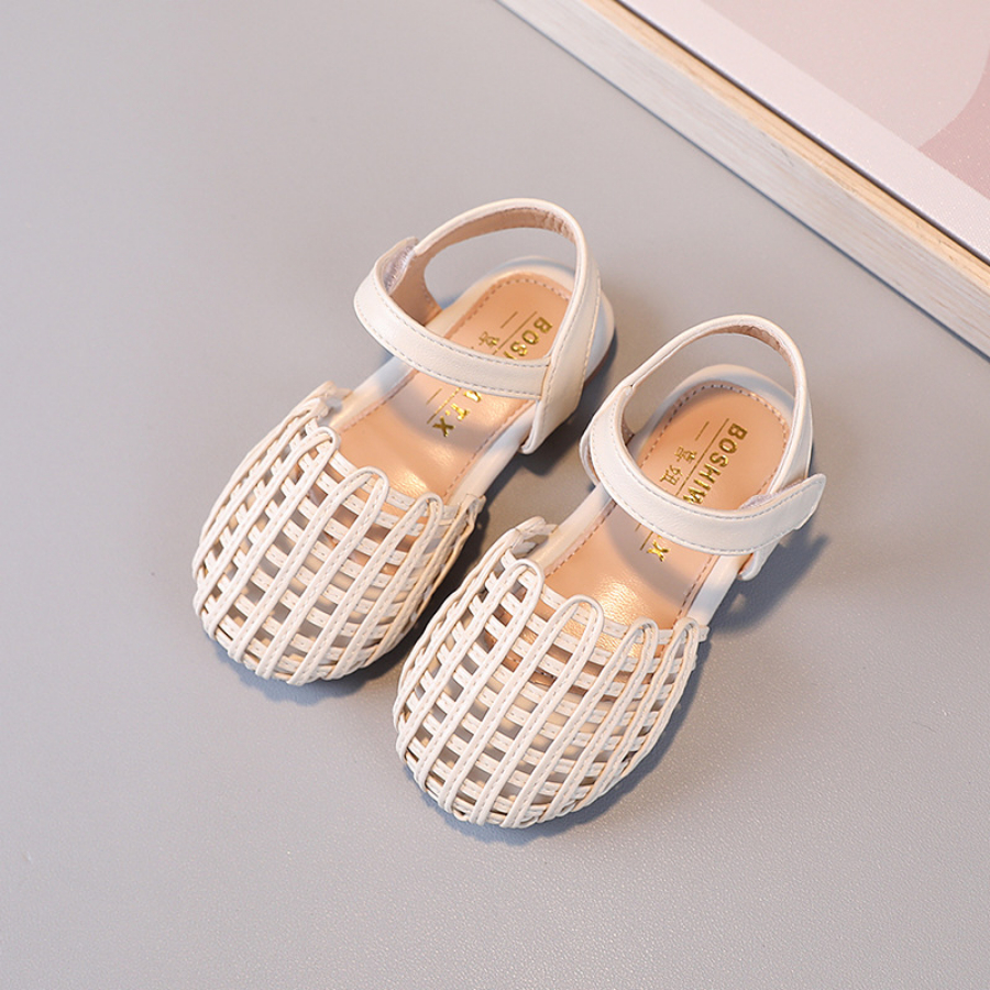 [M183] Sandal Rọ Bé Gái Phong Cách Vintage - Giày Rọ Da Mềm Cao Cấp Đế Êm Chống Trơn Trượt (Màu Kem, Bạc) TH Kids