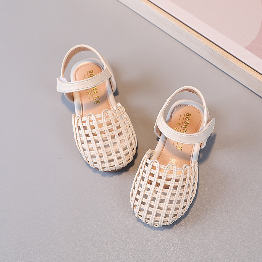 [M183] Sandal Rọ Bé Gái Phong Cách Vintage - Giày Rọ Da Mềm Cao Cấp Đế Êm Chống Trơn Trượt (Màu Kem, Bạc) TH Kids