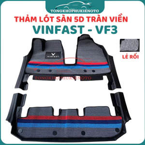 Lót sàn NHỰA 5D - Vinfast VF3 chât liệu nhựa dẻo, dễ vệ sinh lau rửa Không mùi TRÀN VIỀN BẬC CHÂN - 2 hàng