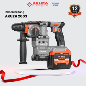Máy Khoan Bê Tông cao cấp 2603 PRO pin Akuza, lực đập 3,0J, Antikickback, Động cơ không chổi than